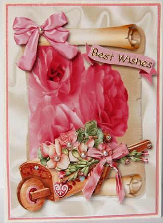 Wheelbarrow of Flowers on a Scroll by Jane Wells