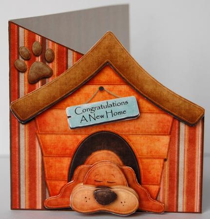 Sleepy Dogs Life New Home Diagonal Over the Edge Card by Jane Wells