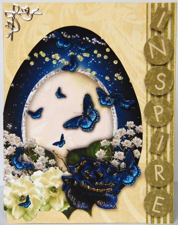 Blue Flutter by Butterfly Easter Egg Shaped Cut & Fold Card by Jane Wells