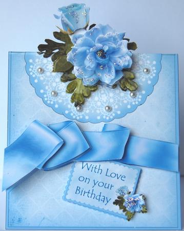 Blue Roses - Vertical Foldback Card by Jane Wells