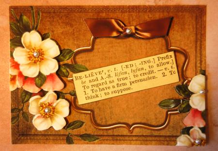 Christmas Roses Bronze and Black Duo 7x5in Card Front Bases by Jane Wells