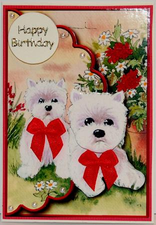 Cute Westies Envelope Card with Decouapge by Jane Wells