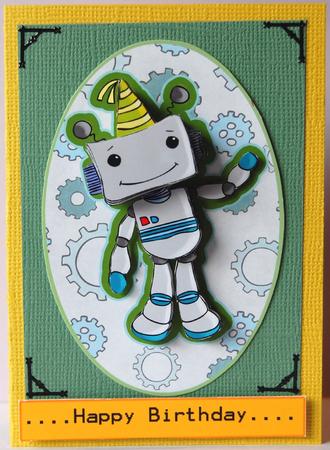 Little Boy Birthday-quick Decoupage Sheet-robot by Jane Wells