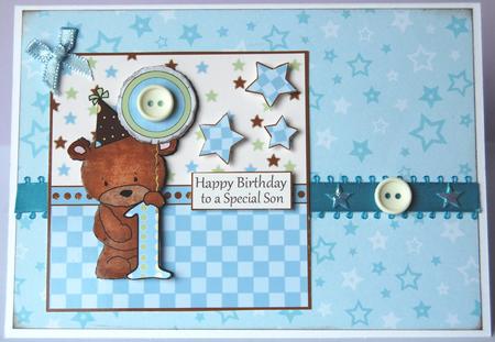 Birthday Bear Card - First by Jane Wells