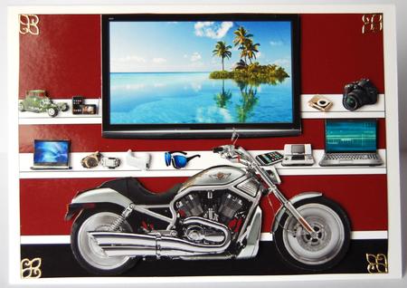 Big Boys Toys & a Harley Davidson - A5 Quick Fold Card by Jane Wells