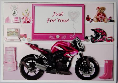 Big Girl's Toys & Motorbike - A5 Cut & Fold Quick Card by Jane Wells