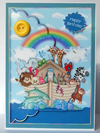 The Animals Went in Two by Two Scalloped Edge Envelope Card by Jane Wells