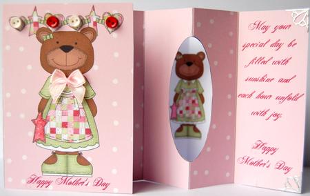 Mother's Day Bear Internal Window Card Kit by Jane Wells