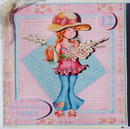 Pretty Flower Girl==6x6 Card by Jane Wells
