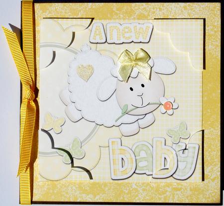 8x8 a New Baby Lamb Felties Scalloped Corner by Jane Wells