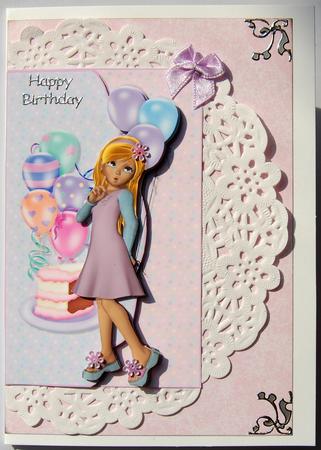 Oooh Birthday Cake Scalloped Envelope Card with Decoupage by Jane Wells