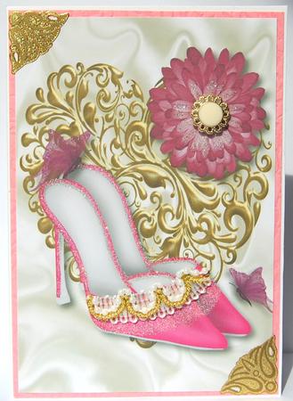 Pretty Pink Shoes on Heart with Butterflies A4 by Jane Wells