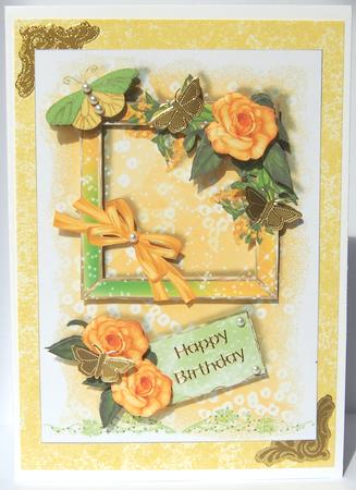 Golden Roses - 5x7 Card Front with Decoupage by Jane Wells