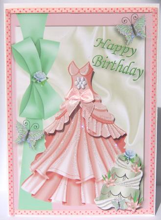 Mint Green and Peach Dress with Cake A4 by Jane Wells
