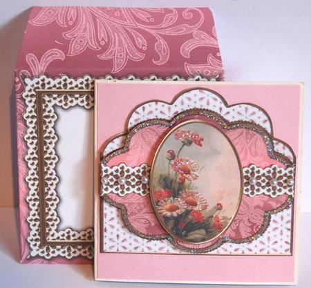 Peach Daisies Em Anglaise Scalloped 3D Decoupage Card Kit by Jane Wells