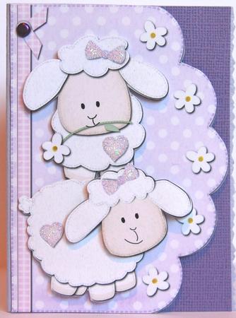 A5 Little Lamb Felties Scalloped Edge N 3D Decoupage by Jane Wells