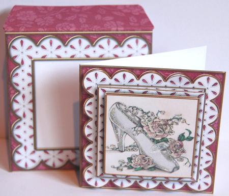 Wedding Shoe Em Anglaise Scallop Square 3D Card Kit by Jane Wells