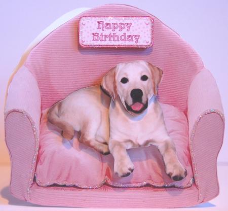 Golden Labrador on a Pink Chair by Jane Wells
