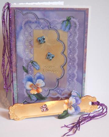 Pretty Pansy Envelope Card with Bookmark by Jane Wells
