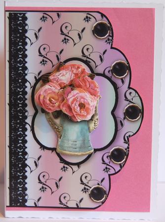 Floral A4 Scallop Edge 'n Lace Card Front - Rainbow by Jane Wells