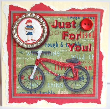 Just for You Boys Bicycle Square Card Front by Jane Wells