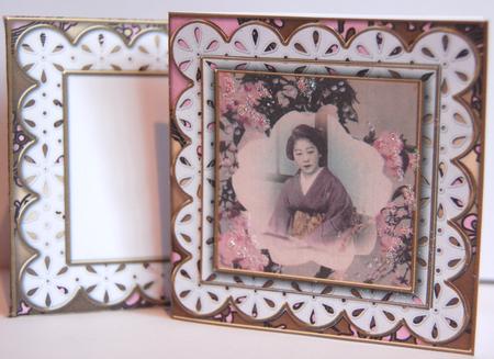 Oriental Blossom Girl Em Anglaise Scallop Square 3D Card Kit by Jane Wells