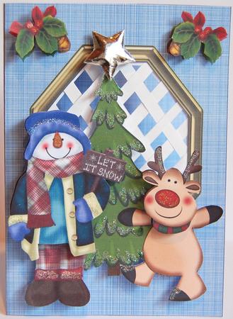 Snowman and Reindeer - Trellis Card Kit by Jane Wells