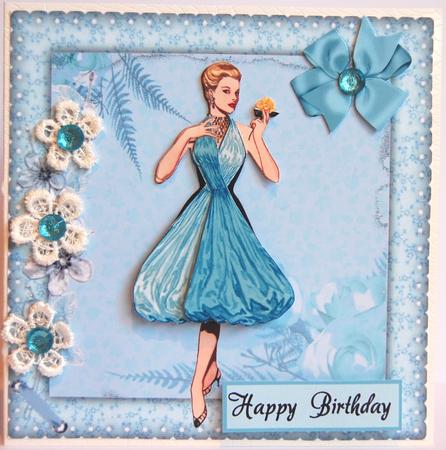 Art Deco Teal Lady Card by Jane Wells