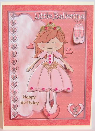 Little Ballerina Envelope Card with Decoupage by Jane Wells