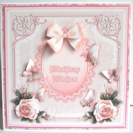 Pretty in Peach Birthday Roses - 8in x 8in Decoupage by Jane Wells