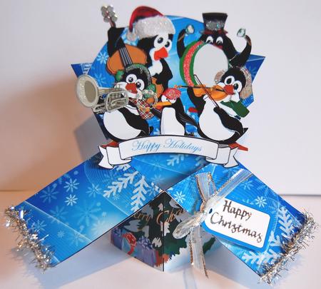 Christmas Penguin Band 3D Spring Popup Card Kit by Jane Wells