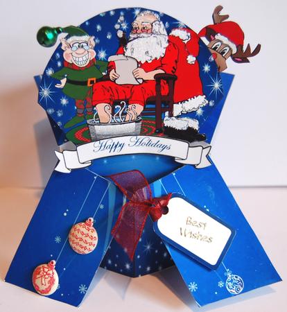 Santa's Ready 3D Spring Popup Card Kit by Jane Wells