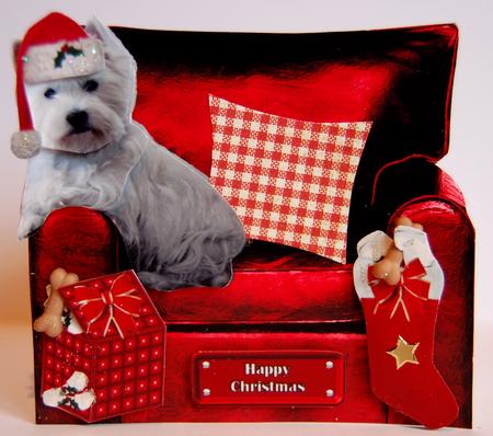 Christmas West Highland White Terrier in an Armchair by Jane Wells