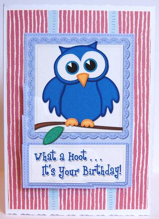 A5 What a Hoot Owl Birthday Scallop Corner Side Stacker by Jane Wells