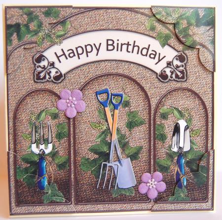 8 x 8 Gardening Birthday Scalloped Corner Topper by Jane Wells