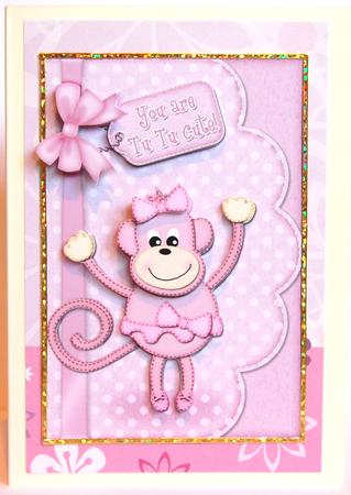 A5 Tu Tu Monkey Felties Scalloped Edge N 3D Decoupage by Jane Wells