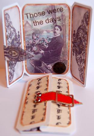 Ornate Ironwork Romantic Man Square Gatefold Buckle Card by Jane Wells