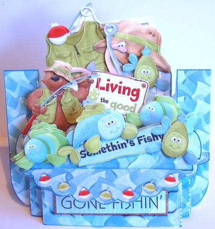 Gone Fishin 3D Shelf Card Kit with Card Box by Jane Wells