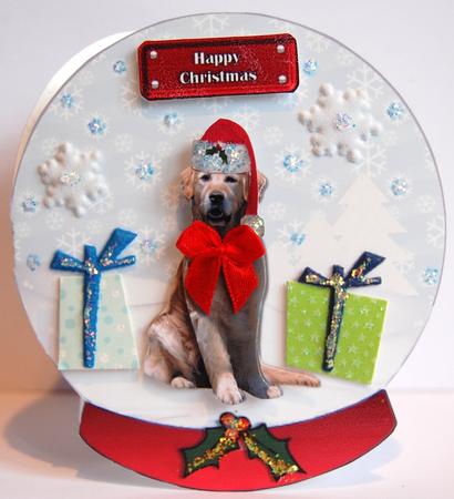 Golden Retriever in a Christmas Snow Globe by Jane Wells