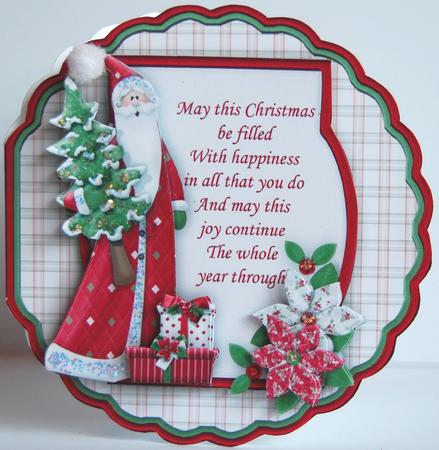 Traditional Santa Scallop Shape Card & Decoupage by Jane Wells