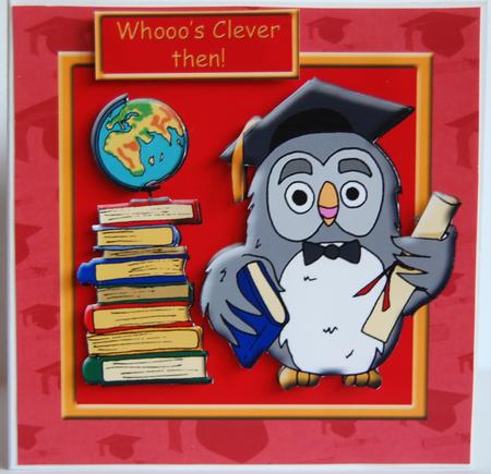 Graduation Owl (red) 6in x 6in by Jane Wells