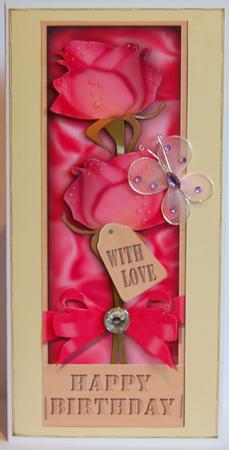 Large Dl Birthday Roses in a Box Quick Card 3D Decoupage by Jane Wells