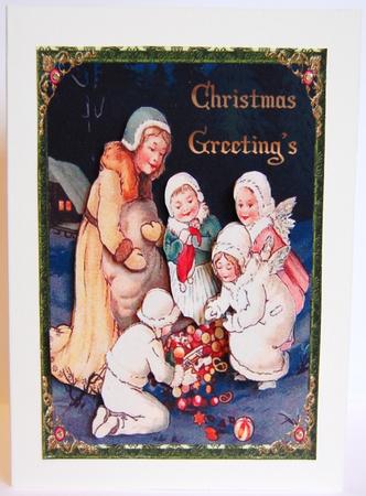 Vintage Christmas Greetings Decoupage Topper by Jane Wells