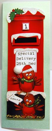 Large Dl Xmas Robins Postbox 3D Decoupage by Jane Wells