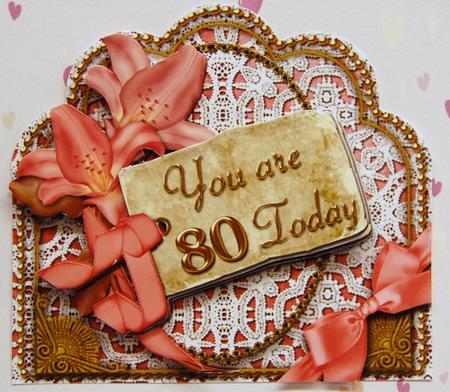 Pink Lily 80 Today Scallop Lace Step by Step Decoupage Sheet by Jane Wells
