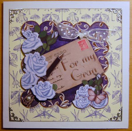 Blue Roses for My Gran Postcard Step by Step by Jane Wells