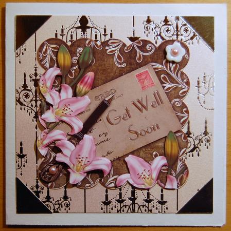 Pink Lily Tea Get Well Soon Postcard Step by Step by Jane Wells