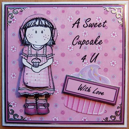 Sweet Cupcake 6x6 Square Card with Decoupage by Jane Wells