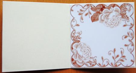 Cream Roses Scallop 8in Decoupage Card Insert Panel by Jane Wells