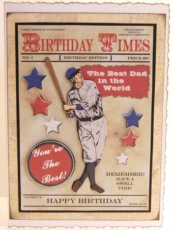 Retro Baseball Player (dad's Birthday) - A5 by Jane Wells